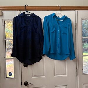 New York & Company Blue Plaid and Express blue blouse